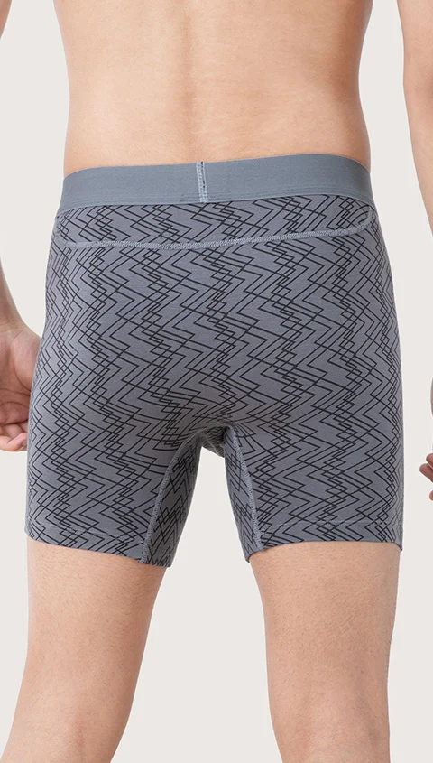 Deo-Soft Supima Boxer Briefs Core Print Basic Gray Grid