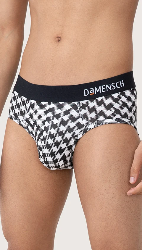 Value-Deal Deo-Soft Briefs Grey Grid, Black Check & Mate