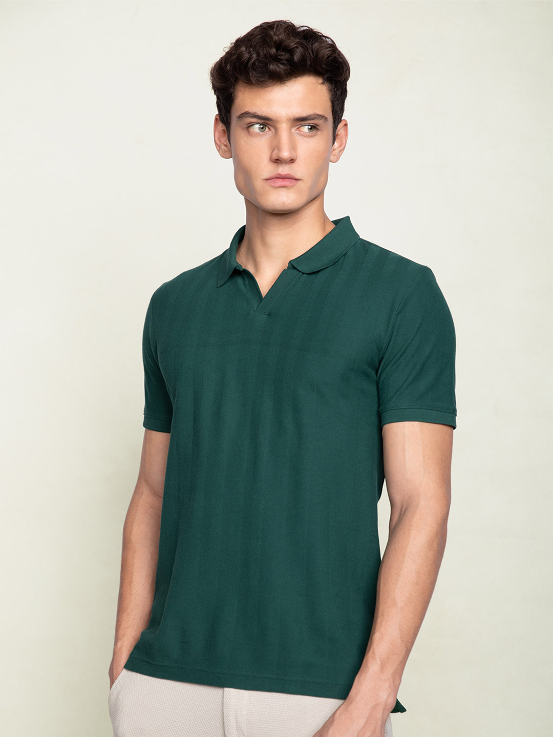 Statement Textured Polo T-Shirt Garden Green