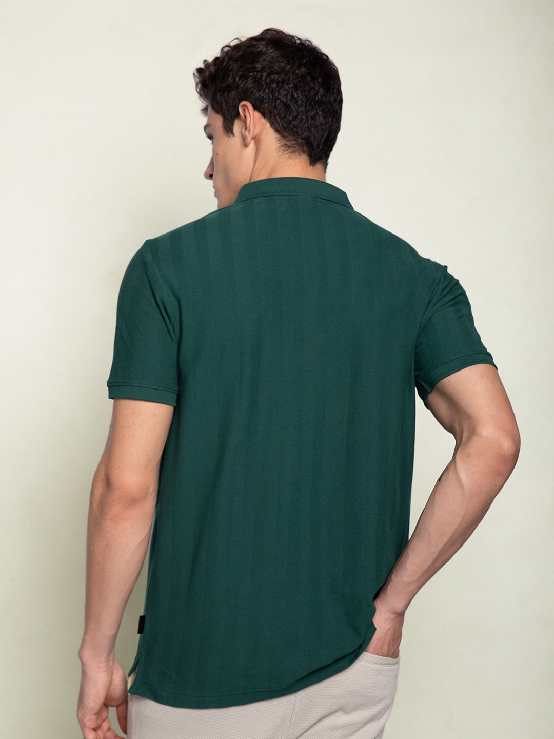 Statement Textured Polo T-Shirt Garden Green