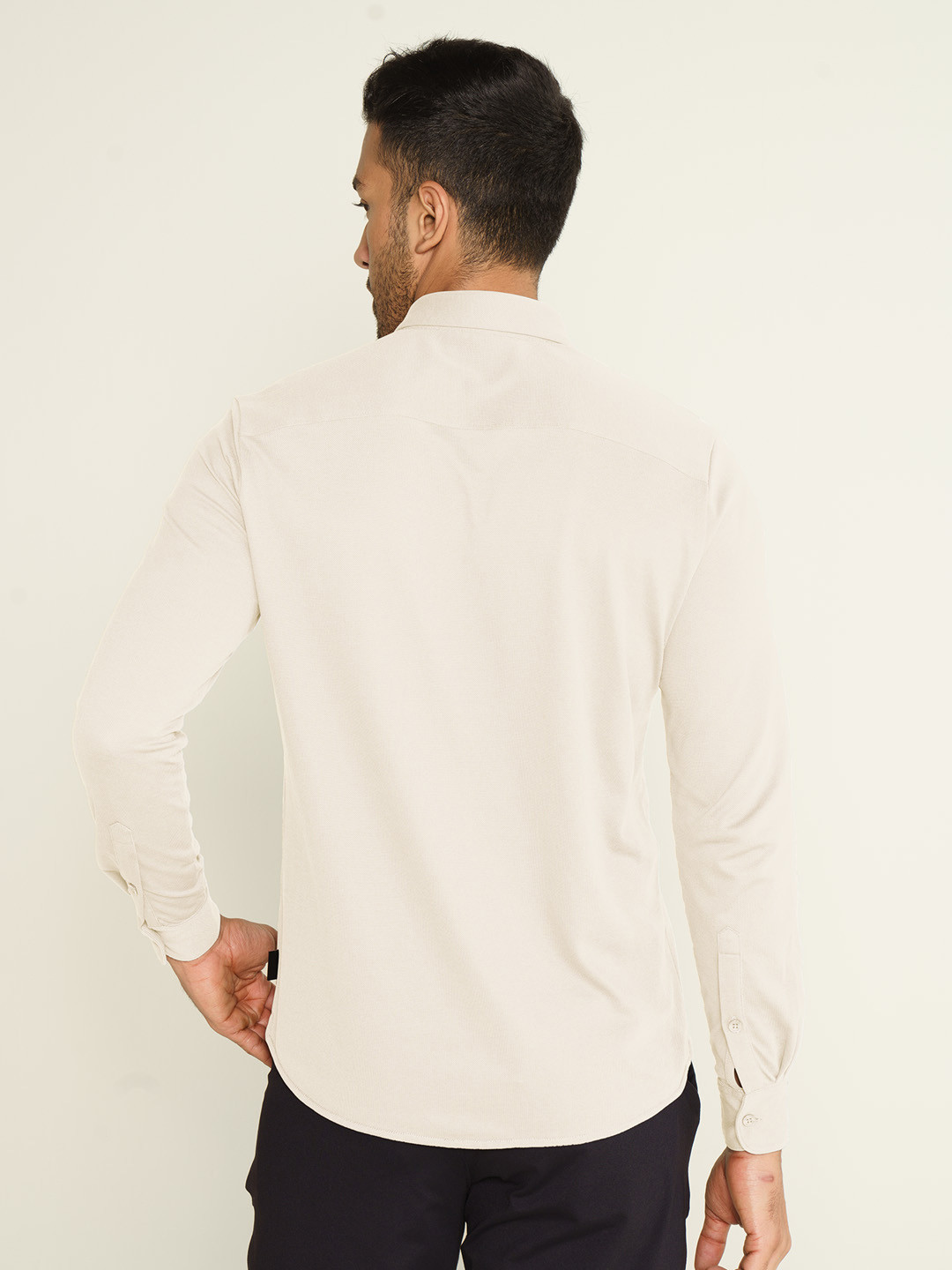 Constant All-Degree Pique Shirts Full Sleeves Ivory White