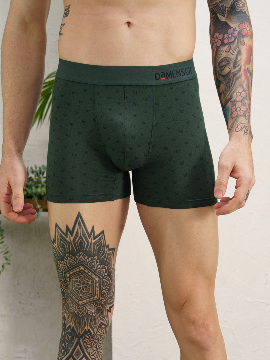 Deo-Soft Trunks Printed - Darted Green