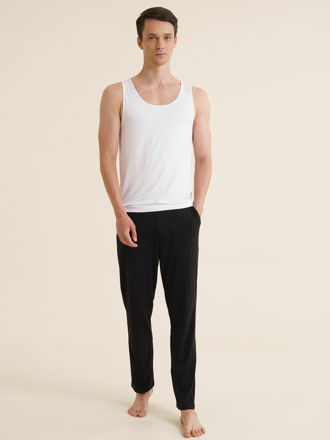Neo-Skin Bamboo Vest Round Neck Chalk White
