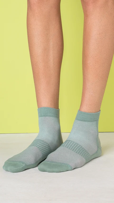 Aloe-Soft Above Ankle Non-Terry Socks- Berry Blue, Sage Green