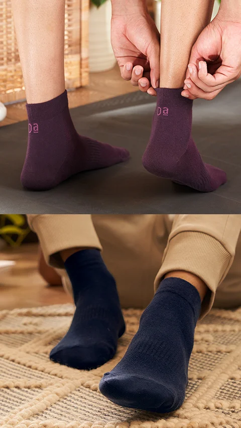 Aloe-Soft Above Ankle Non-Terry Socks- Grape Wine, Berry Blue