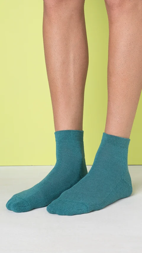 Aloe-Soft Above Ankle Terry Socks- Ridge Blue, Coal Black, Bahia Green