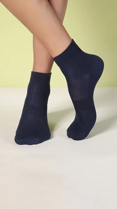 Aloe-Soft Above Ankle Non-Terry Socks- Ocean Grey, Lunar Blue