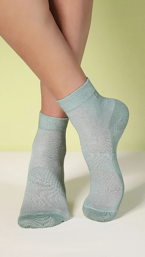 Aloe-Soft Above Ankle Non-Terry Socks- Ocean Grey, Lunar Blue