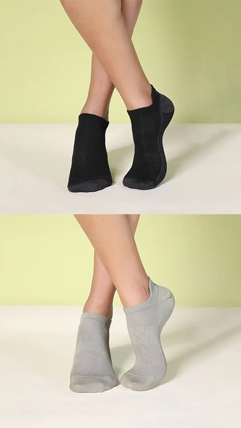 Aloe-Soft Below Ankle Non-Terry Socks- Da Black, Pepper Grey