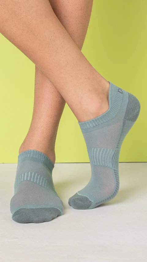 Aloe-Soft Below Ankle Non-Terry Socks- Grape Wine, Sage Green, Pepper Grey
