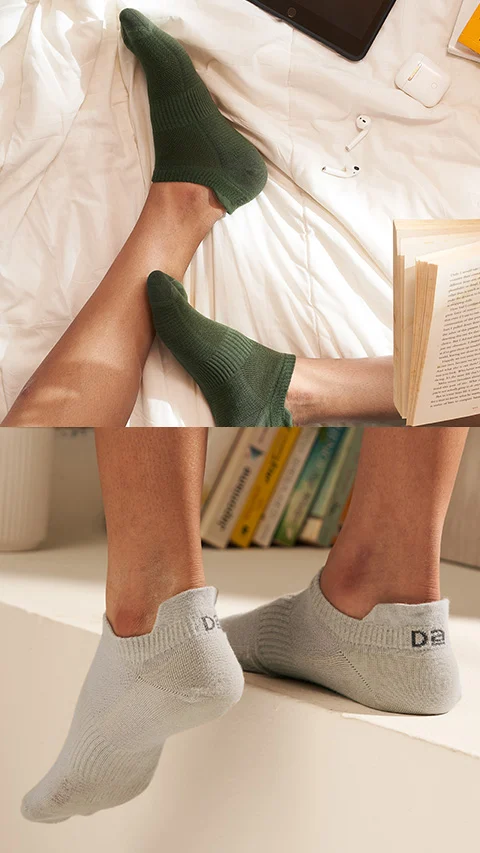 Aloe-Soft Below Ankle Non-Terry Socks- Pepper Grey, Olive Green