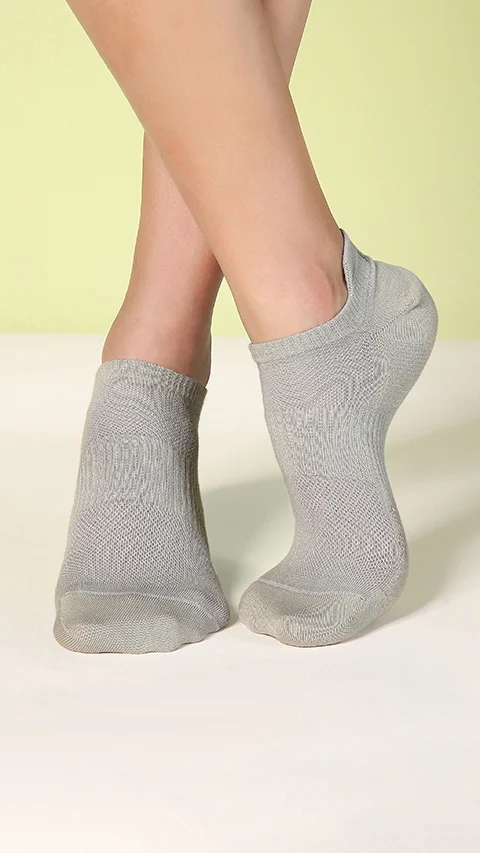 Aloe-Soft Below Ankle Non-Terry Socks- Pepper Grey, Olive Green