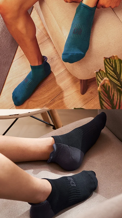 Aloe-Soft Below Ankle Terry Socks- Stark Black, Titan Teal