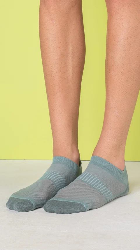 Aloe-Soft Below Ankle Non-Terry Socks- Sage Green, Pepper Grey, Smoke Blue