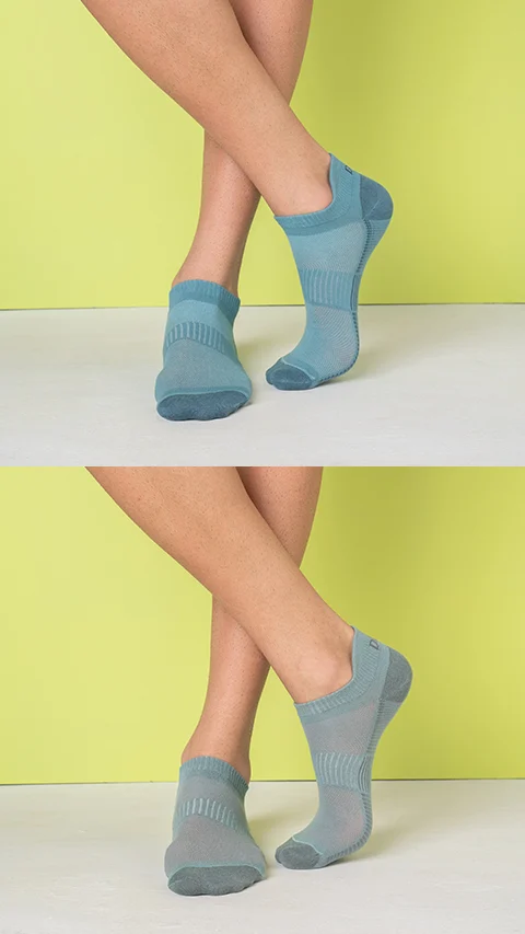 Aloe-Soft Below Ankle Non-Terry Socks- Smoke Blue, Sage Green