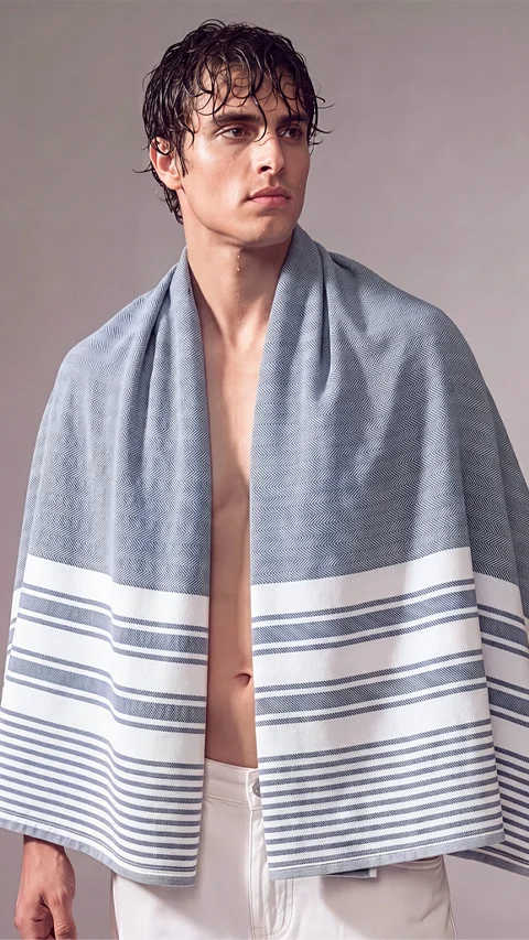 Bamboo Turkish Towel Horizon Blue
