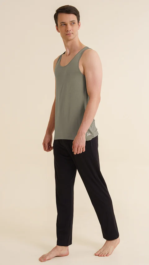 Neo-Skin Bamboo Vest Round Neck Dusty Olive