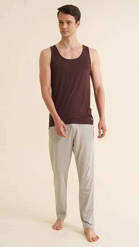 Neo-Skin Bamboo Vest Round Neck Bitter Chocolate