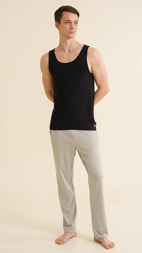 Neo-Skin Bamboo Vest Round Neck Jet Black