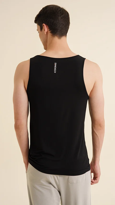 Neo-Skin Bamboo Vest Round Neck Jet Black