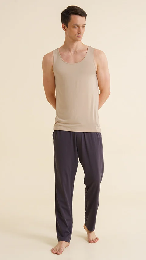 Neo-Skin Bamboo Vest Round Neck Shifting Sand