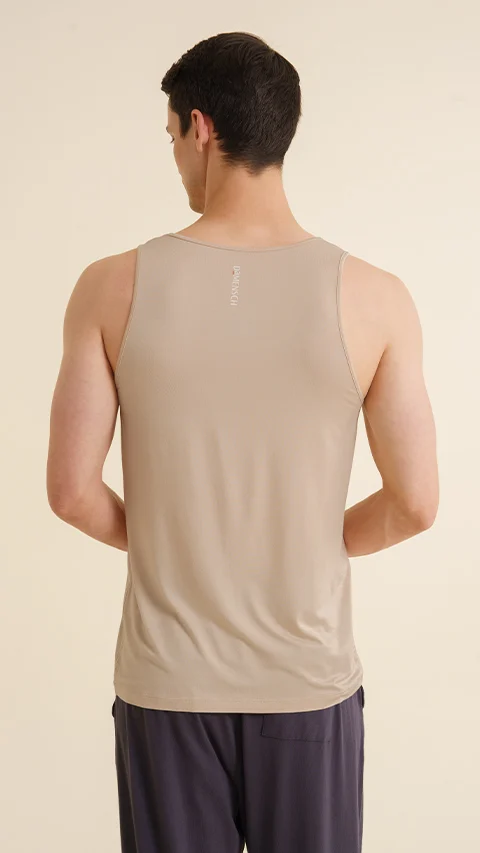 Neo-Skin Bamboo Vest Round Neck Shifting Sand