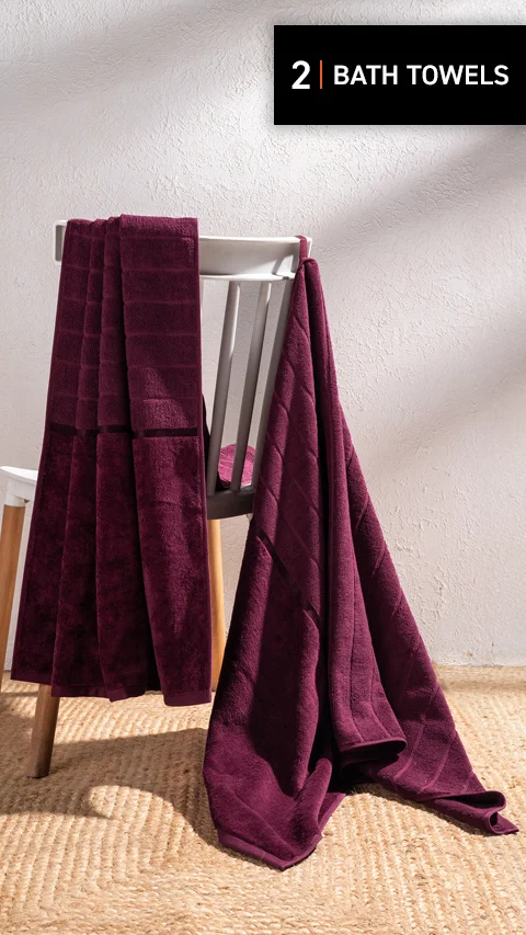 Better-Basic Bath Towels- Pack Of 2 (Midday Maroon)