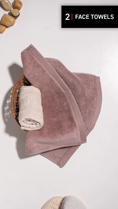 Better-Basic Face Towels- Pack Of 2 (Serene Beige, Dusty Pink)