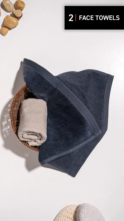 Better-Basic Face Towels- Pack Of 2 (Serene Beige, Twilight Grey)