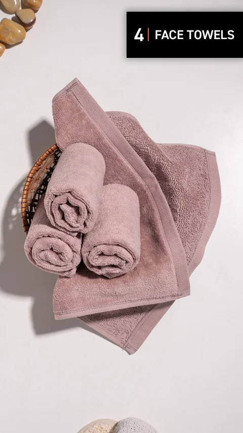 Better-Basic Face Towels- Pack Of 4 (Dusty Pink)