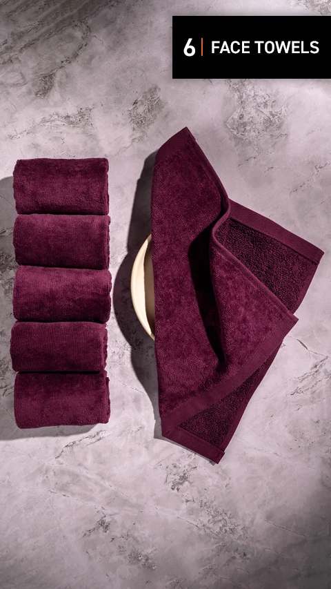 Better-Basic Face Towels- Pack Of 6 (Midday Maroon)