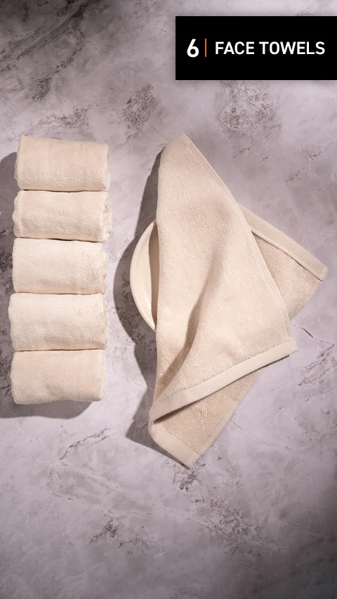 Better-Basic Face Towels- Pack Of 6 (Serene Beige)