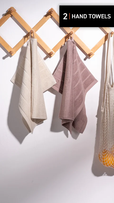 Better-Basic Hand Towels- Pack Of 2 (Serene Beige, Dusty Pink)
