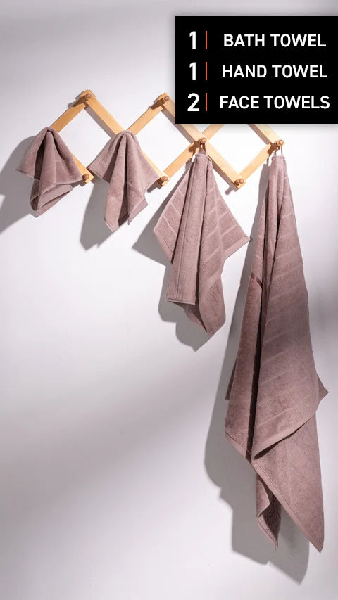 Better-Basic Towels- Pack Of 4 (Dusty Pink)