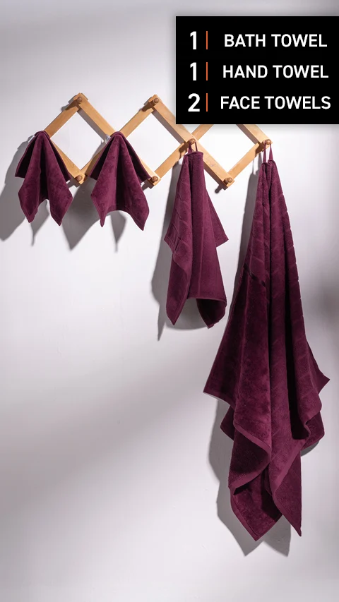 Better-Basic Towels- Pack Of 4 (Midday Maroon)