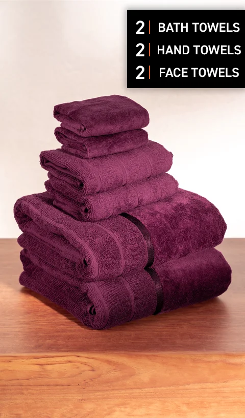 Better-Basic Towels- Pack Of  6 (Midday Maroon)