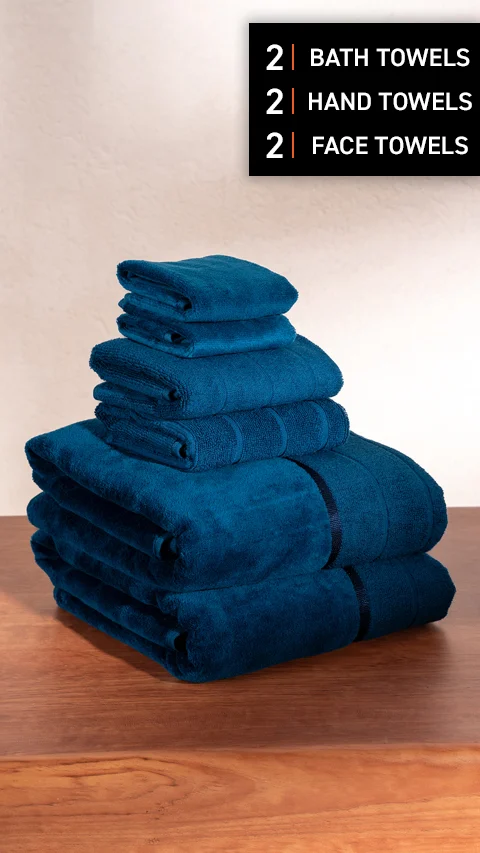 Better-Basic Towels- Pack Of 6 (Nightfall Blue)