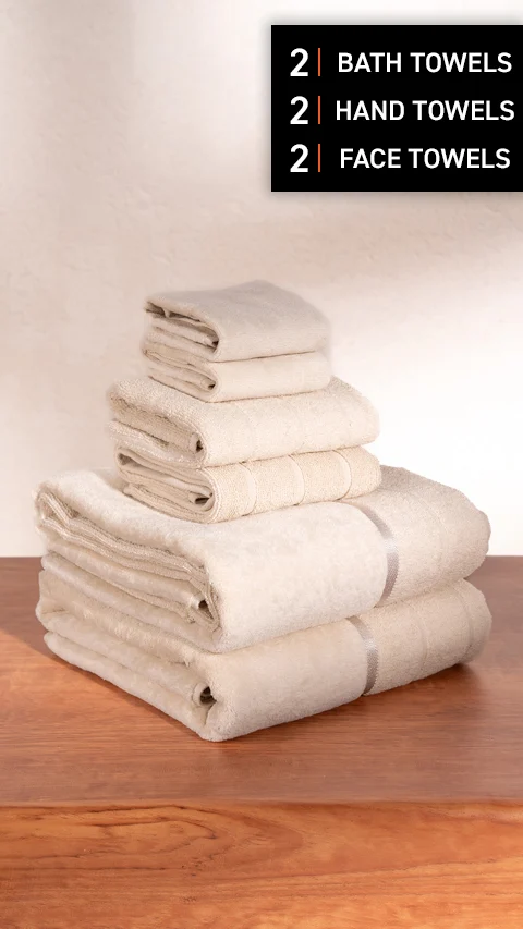 Better-Basic Towels- Pack Of 6 (Serene Beige)