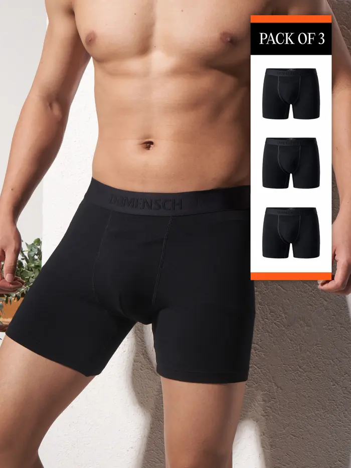Deo-Soft Supima Solid Boxer Brief Virtual Pack of 3 Jet Black