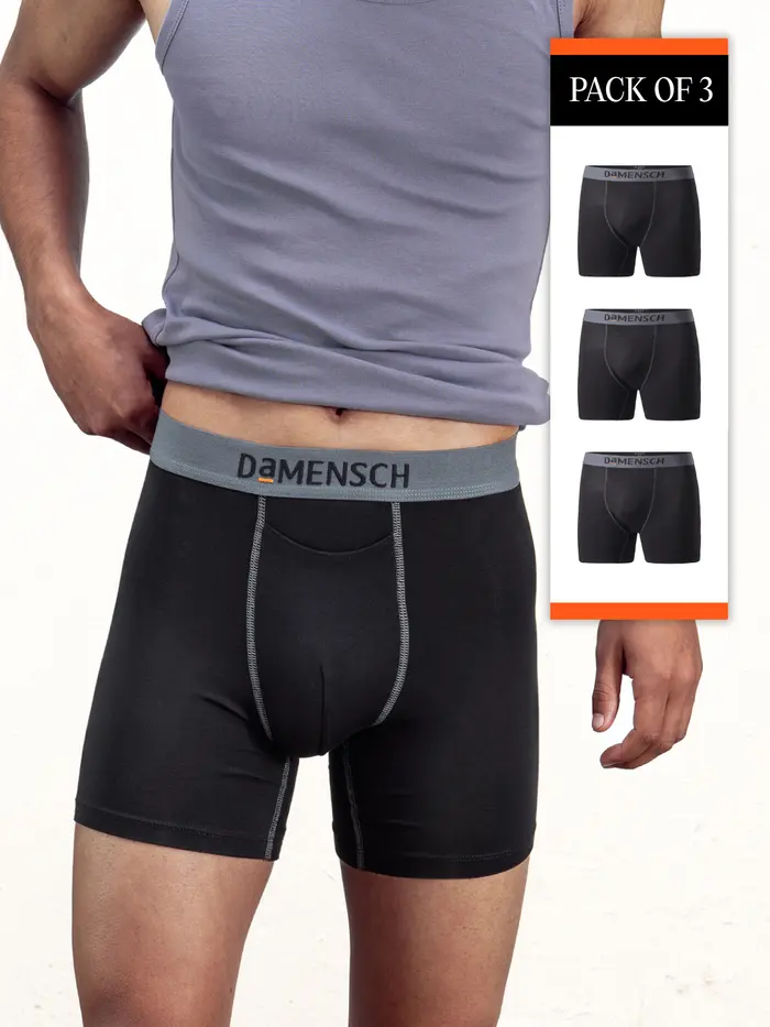 Deo-Soft Supima Solid Boxer Brief Virtual Pack of 3 Klintt Black