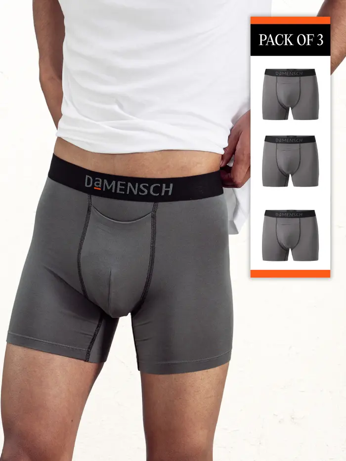 Deo-Soft Supima Solid Boxer Brief Virtual Pack of 3 Wilsen Grey