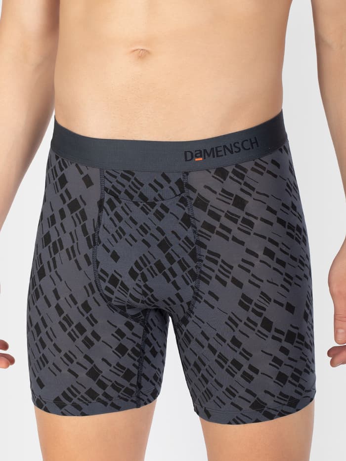 Deo-Soft Supima Boxer Briefs Core Print Basic Hybrid Grey