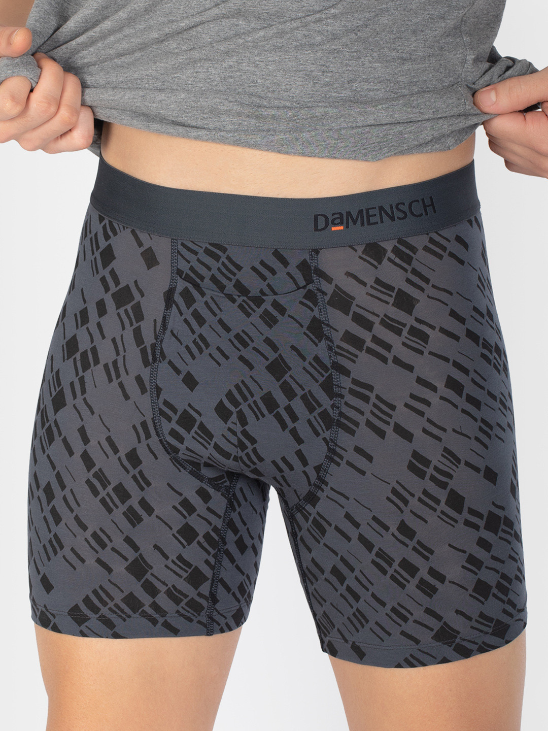 Deo-Soft Supima Boxer Briefs Core Print Basic Hybrid Grey