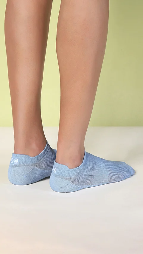 Aloe-Soft Below Ankle Non-Terry Socks- Cold Blue, Winter Green