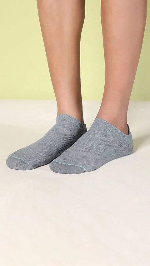 Aloe-Soft Below Ankle Non-Terry Socks- Cold Blue, Winter Green
