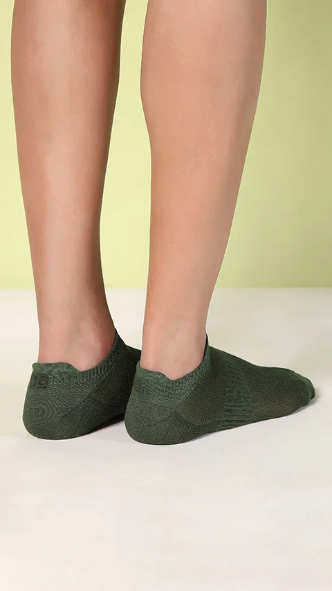Aloe-Soft Below Ankle Socks (Non-Terry)- Olive Green