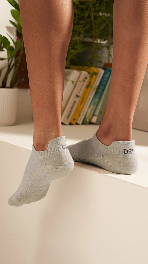 Aloe-Soft Below Ankle Socks (Non-Terry)- Pepper Grey