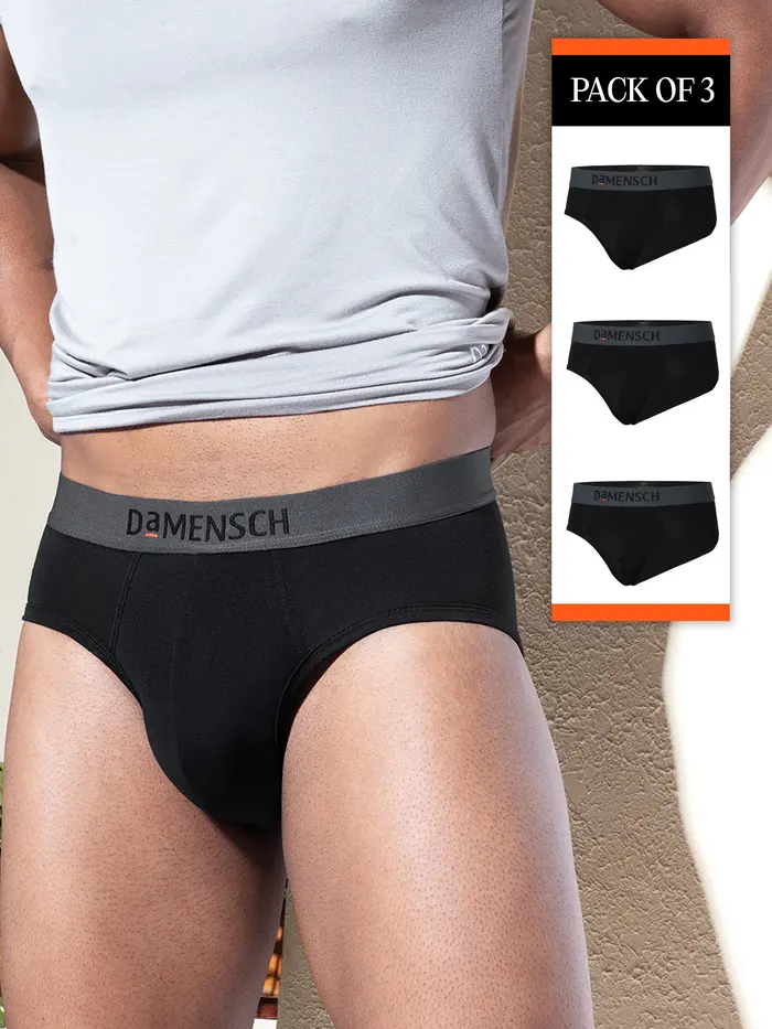 Deo-Soft Supima Solid Brief Virtual Pack of 3 Klintt Black