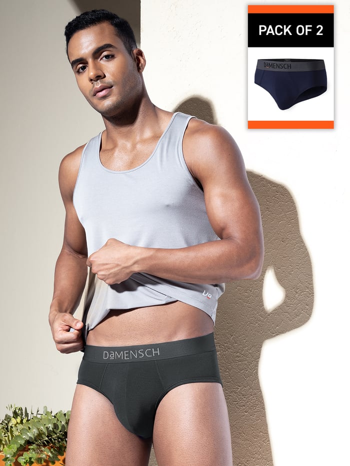 Value-Deal Deo-Soft Briefs Blayze Grey, Denim Blue
