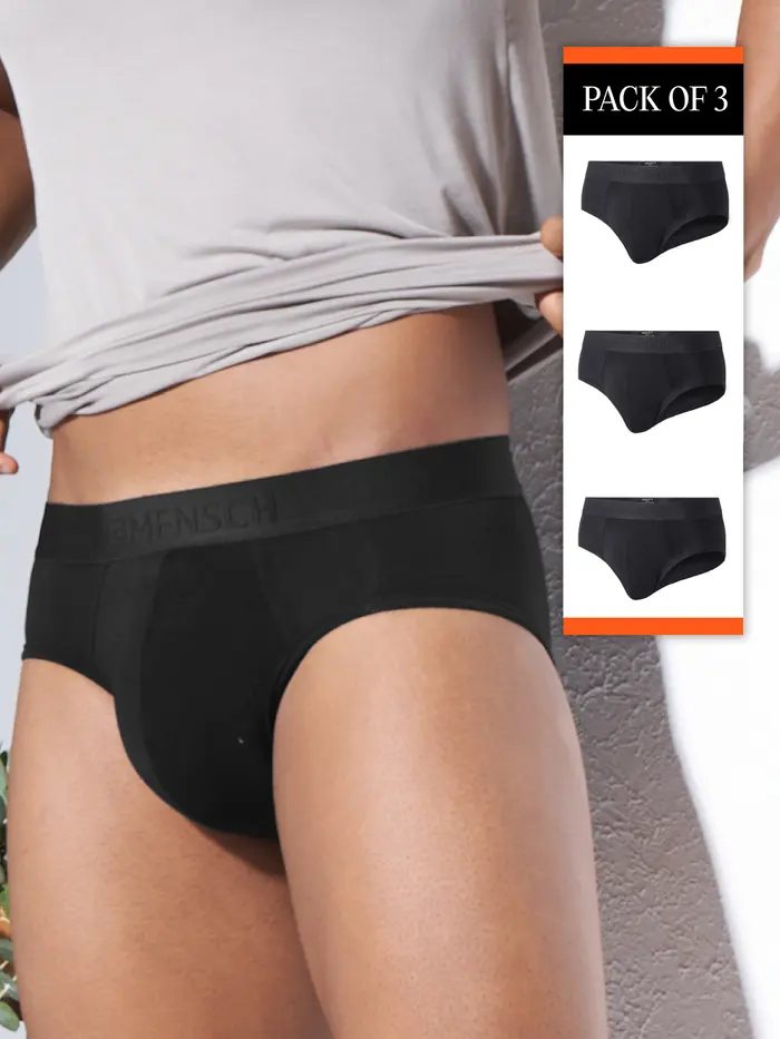 Deo-Soft Supima Solid Brief Virtual Pack of 3 Wayn Black